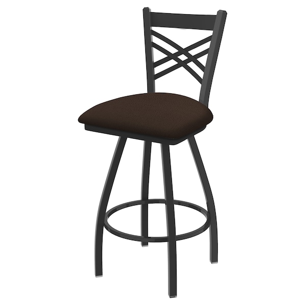 36" Swivel Bar Stool, Pewter Finish, Rein Coffee Seat